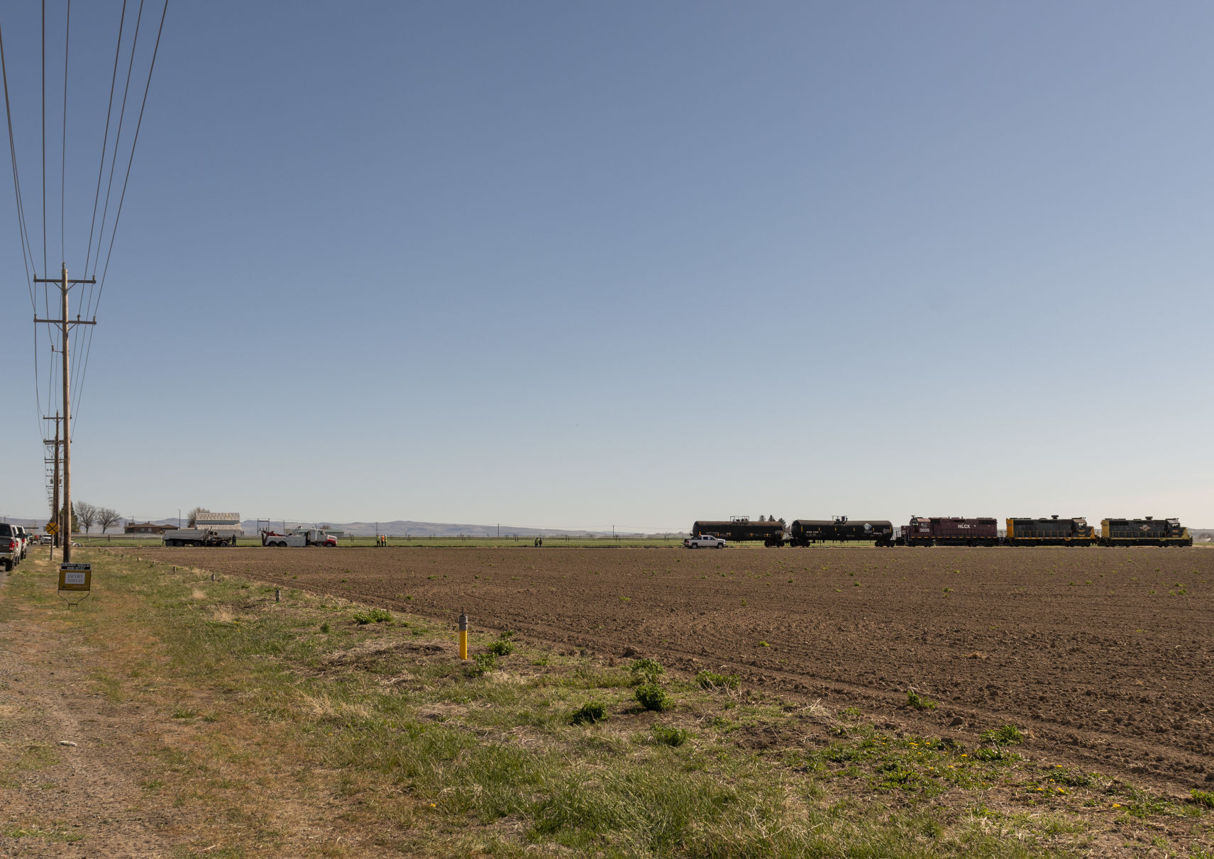 Crash involving a train and dump truck